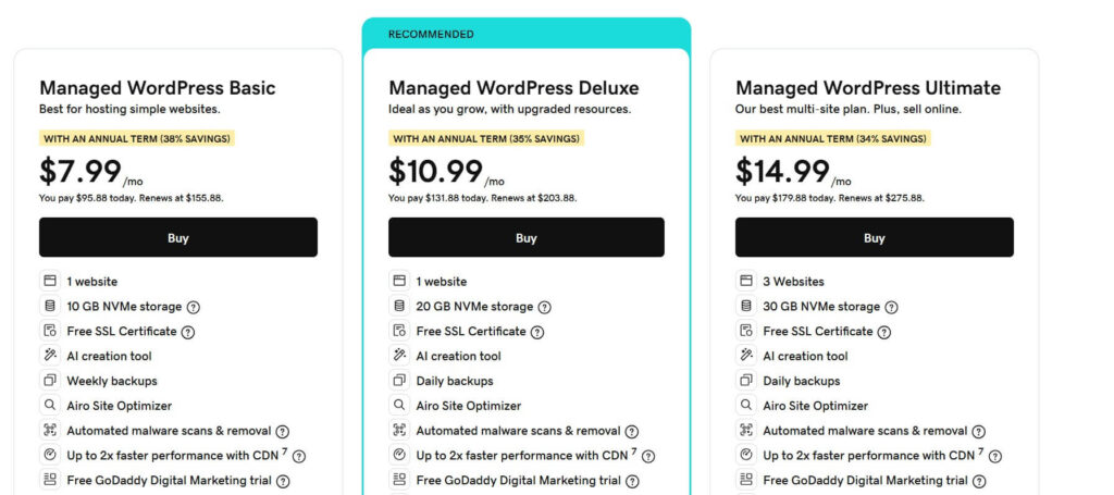 Choose your WordPress Hosting plan
